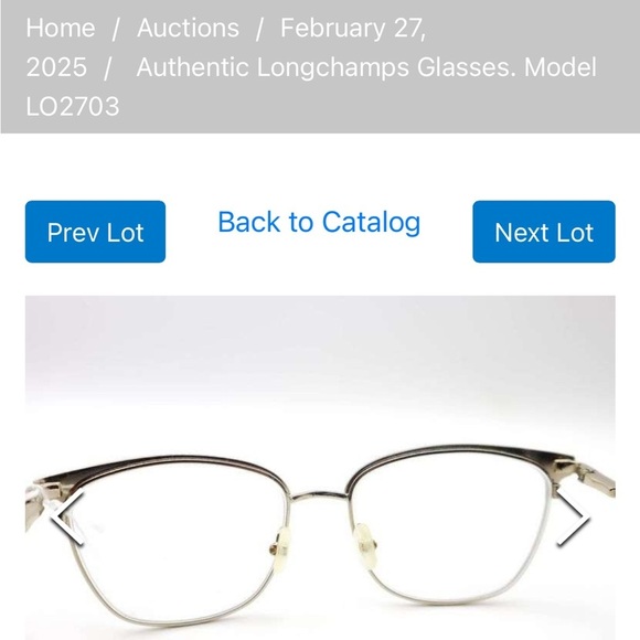 Longchamp glasses black metal frame with gold trim and case